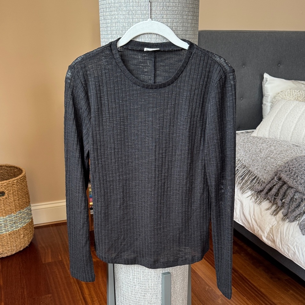 Free People Black Long Sleeve Top